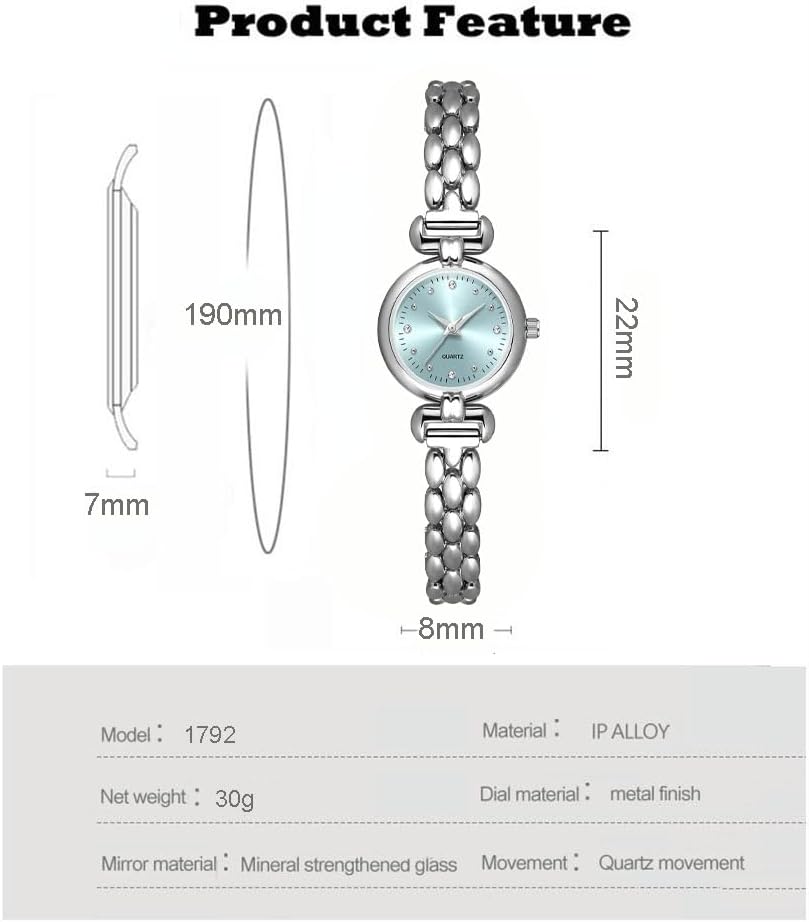 Petite Womens Round Simple Wrist Watch Fashion Dress Diamond Female Watches for Ladies Analog Quartz Stainless Steel Waterproof Watch