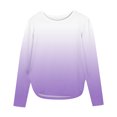 thumbnail image 2 of Fengqque Girls Long Sleeve Round Neck Gradient Color Shirts Curve Hem Side Slit Soft Tunic Tops T-Shirts Purple 11 Years, 2 of 7