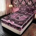 thumbnail image 2 of meiyoeat Butterfly Initial E Letter Zipper Twin Comforter Sets with Fitted Sheet and 2 Pillowcases for Women Girls, Black Pink Bowknot Damask Floral Zipper Bedding Set, Black Reversible, 4 Pieces, 2 of 6