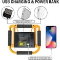 thumbnail image 2 of LED Work Light 20W Portable Rechargeable Foldable Floodlight Camping Lights Power Bank Emergency Safety Lights Construction Site Spotlights with 360 R, 2 of 5