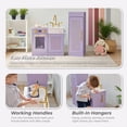thumbnail image 3 of Teamson Kids Little Chef Chester Wooden Play Kitchen Set with Separate Fridge, Oven & 12 Food Accessories, Purple, 3 of 9
