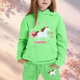 thumbnail image 2 of Ruiwill Girl Outfit Set Winter Outfits Sets Cartoon Horse Print Hooded Sweatshirt Joggers With Drawstring Pocket Ranch Long Sleeve Crew Neck Girl Clothes Green Size 6-7 Years, 2 of 4