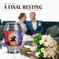 thumbnail image 4 of JAGASY Cowboy Keepsake Small Urn for Mom, Purple Urn for Ashes Adult Male & Female, Raiding Horse Sunset Decorative Urns for Dad, Flowers Burial Urns for Father, (3 Inch), 4 of 7