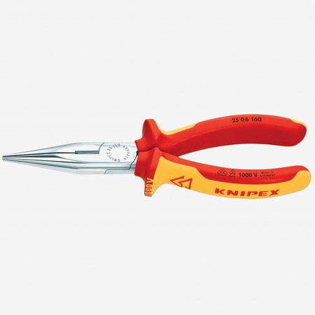 UPC: 0843221004286 | Knipex 25 06 160 6-1/4-Inch Chain Nose Pliers with Cutter – 1 000 Volt