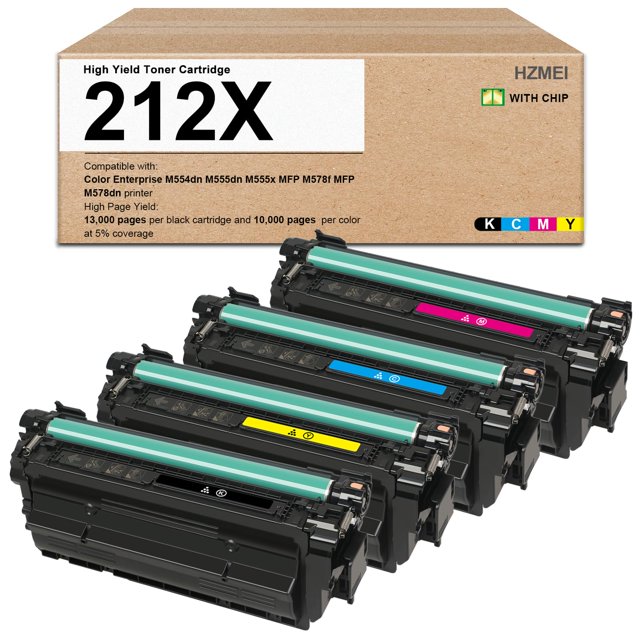 Cartucho de tóner 212X de repuesto para HP M554dn M555dn, paquete de 4