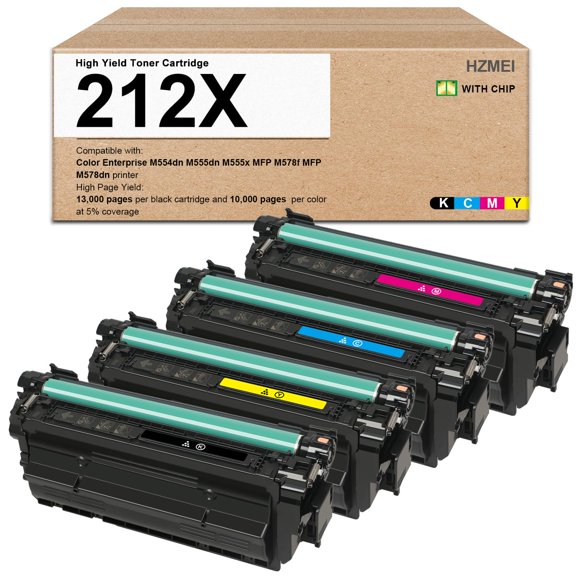 Cartucho de tóner 212X de repuesto para HP M554dn M555dn, paquete de 4