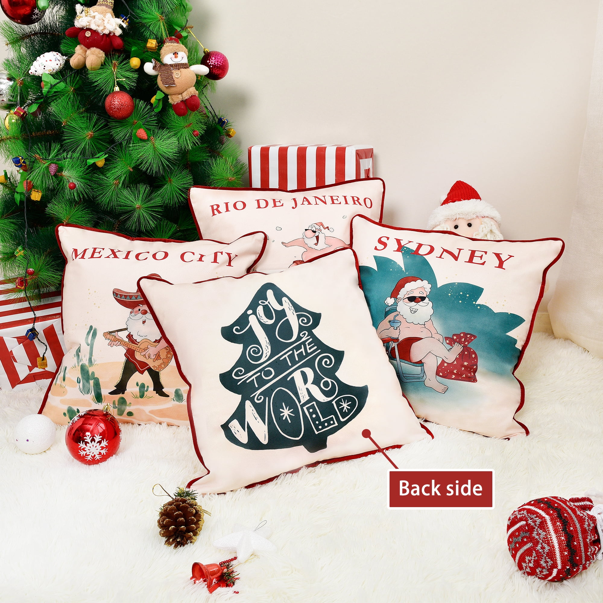 18" Printing Santa Claus Deer Hope Tree Home Decor Cotton Linen Cover pillowcase 