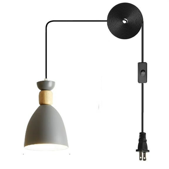 JLOWCO Farmhouse Corded Hanging Light Fixture Plug in Light Socket Modern Pendant Lights Kitchen Island Lighting Hanging Lights Indoor Gray Island Light (LED Bulb Include)