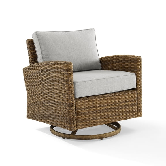 Crosley Bradenton Adult Steel Outdoor Wicker Swivel Rocker Chair, Gray