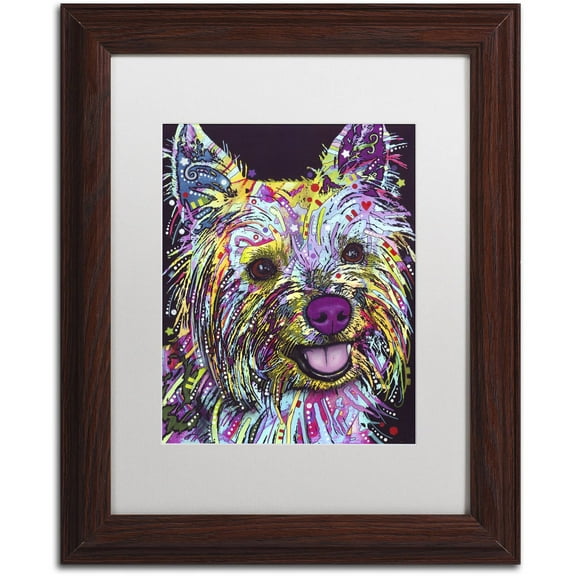 Trademark Fine Art "Yorkie II" Canvas Art by Dean Russo, White Matte, Wood Frame