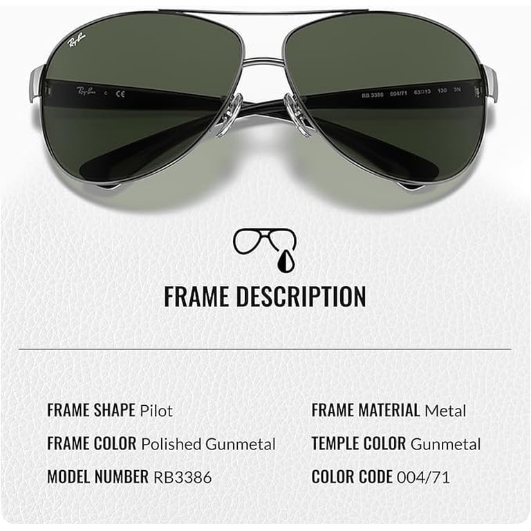 Ray-Ban RB3386 Pilot Shaped Non-Polarized Sunglasses for Men