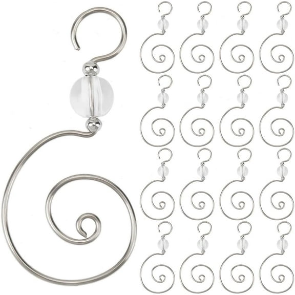 1 Box 30Pcs beaded Christmas Ornament Hooks Tree Ornament Hanging Hooks S Shaped Decorative Accessories Acrylic Wire Hanger Metal Hooks for Wall Party Home Decoration Holiday Supplies