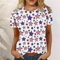thumbnail image 2 of Jgppe T-Shirt Jour de l'Indépendance pour Femmes Confortable Manches Courtes Imprimé Extensible Col Rond T-Shirts d'Été Blouses, 2 of 6