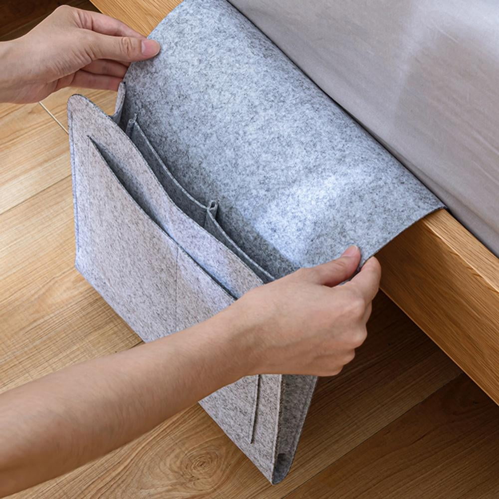 Felt Bedside Storage Bag with Pockets,Bedside Caddy, Convinient Bed Sofa Desk Hanging Organizer for Phone, Magazines, Tablet, Remotes