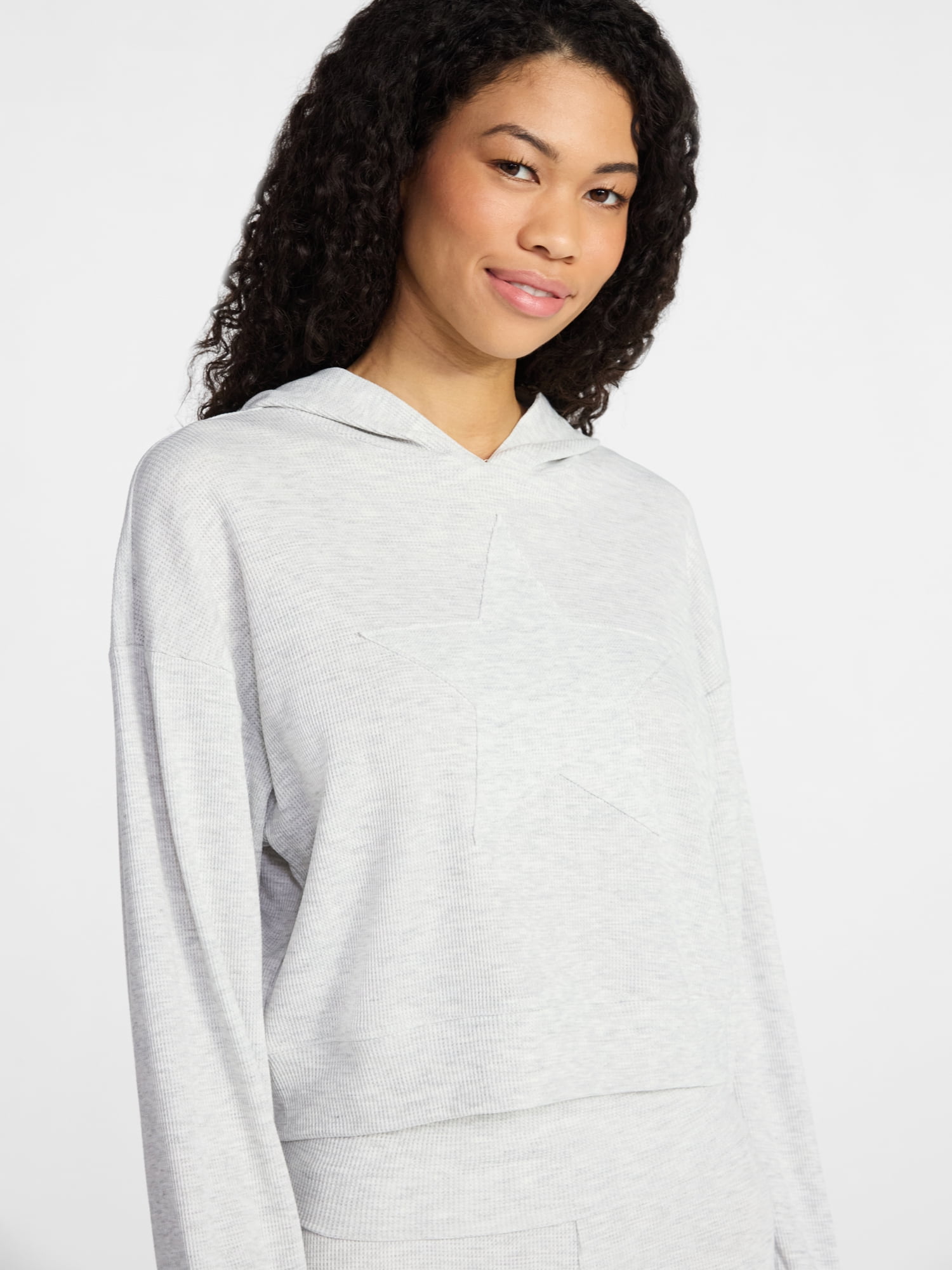 No Boundaries Star Hoodie with Fold Over Flare Pant Set, 2-Piece, Women's