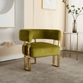 thumbnail image 5 of Dayalane Modern Barrel Accent Chair, Velvet Upholstered Armchairs with Metal Leg, Reading Chairs forLiving Room, Bedroom, Lounge, Olive, 5 of 8