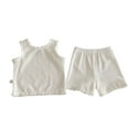 thumbnail image 3 of YuYuBao Baby Girls Outfits Sets Summer Pure Color Lace Trimmed Sleeveless Tops And Shorts 2 Piece Sets Clothes Girls Suits, 18-24 Months, 3 of 6