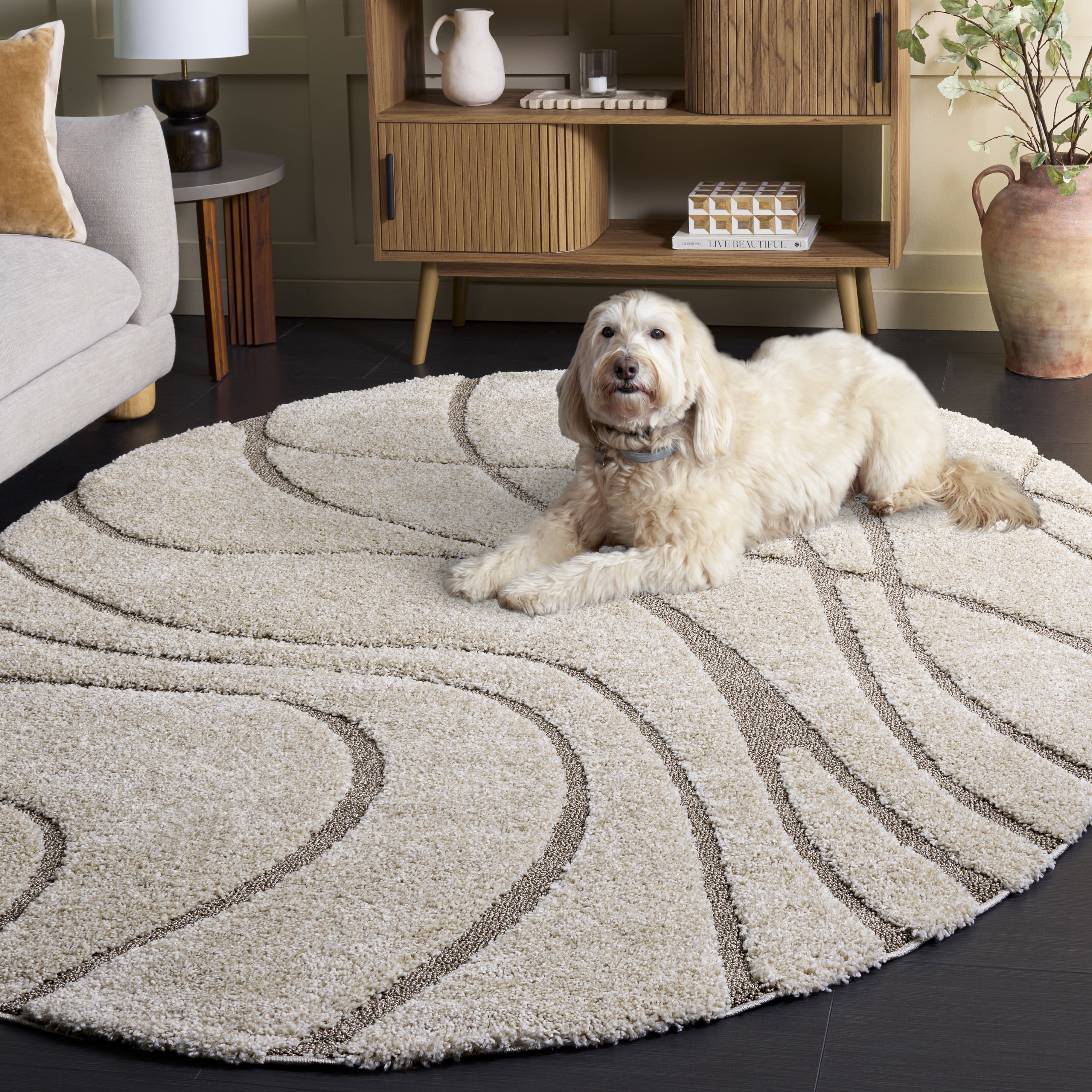 Safavieh Florida Tamzen Abstract Shag Area Rug, Cream/Beige, 8' x 10' Oval