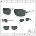 thumbnail image 2 of Narrow Rectangle Luxury Leopard Head Jewel Hinges Metal Rim Sunglasses Silver - Black, 2 of 8