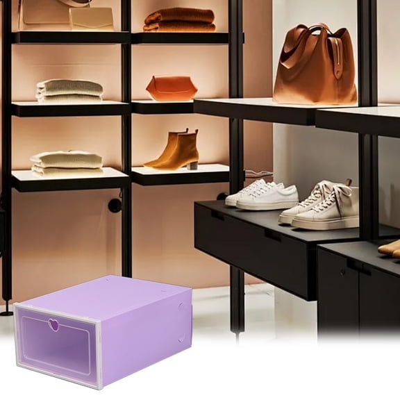 Shoe Organizer Box – Stackable Clear Plastic Storage for Closet with Heart Pull Design