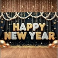 thumbnail image 3 of Gold Silver Happy New Year Banner Star Decor New Year Display Pearl Beads Shiny Sequins Festive Backdrop for New Year Party Holiday Celebration Indoor Decoration, 3 of 9