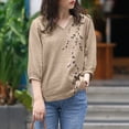 thumbnail image 2 of ZANZEA Women Floral Embroidery V-Neck Tops Cotton Loose 3/4 Sleeve High Low Casual Blouse Shirt, 2 of 6