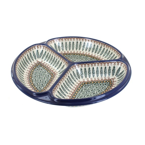Blue Rose Polish Pottery Tuscany Three Part Divided Dish