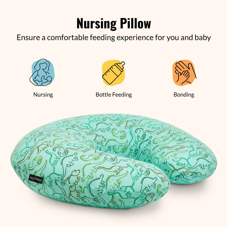 Dream On Me Beeboo Nursing Pillow and Positioner, Breastfeeding and Bottlefeeding Pillow, Removable and Washable Pillow Cover, Soft and Breathable Fabric in Green