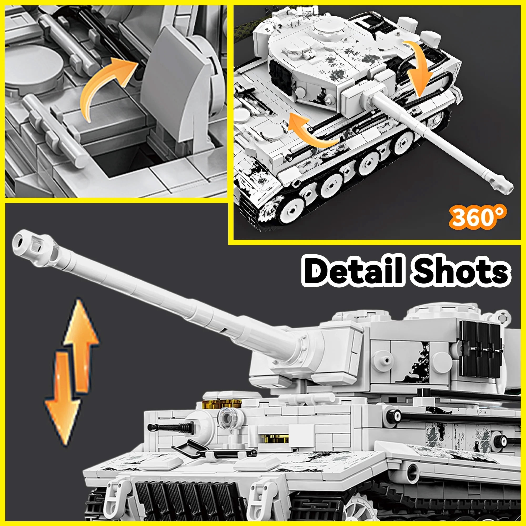GZBrick Tiger Heavy Tank Building Sets WW2 Military Toy for Adults Boy Compatible with Lego 1736PCS