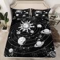 thumbnail image 2 of Manfei Retro Boho Sun Twin Sheet Sets,Galaxy Planet Twin Fitted Sheet,White Starry Night Flat Sheet For Boys Girls,Microfiber Bedroom Decor,3pcs, 2 of 7