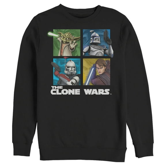 Men's Star Wars: The Clone Wars Group Shot Box Up  Sweatshirt Black 2X Large