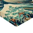 thumbnail image 2 of Ambesonne Japanese Wave Fitted Sheet, Surfers Ukiyo-e Ocean, Queen Size, Seafoam Blue Eggshell, 2 of 3