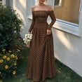 thumbnail image 2 of Dpjklzsn Women's Off The Shoulder Long Sleeve Maxi Dress Polka Dot Smocked Waist Flowy A Line Cocktail Dress, 2 of 6