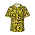 thumbnail image 1 of Balery Yellow Butterflies Camisas hawaianas de manga corta para hombre, camisas playeras de corte holgado, camisas de vacaciones con botones,X-Large, 1 of 7