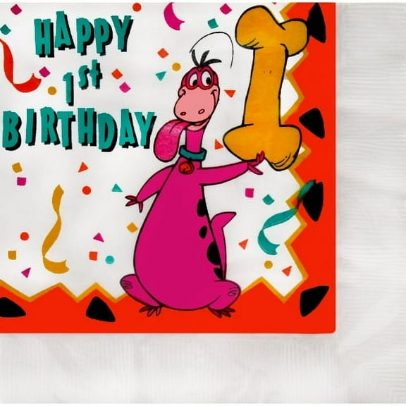 Various Vintage Dino Disposable 1st Birthday Lunch Napkins, 16 Count