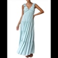 thumbnail image 1 of Vestido de Verano para Mujer, Informal, Sin Mangas, con Escote en V y Fruncido, para Playa. Azul S, 1 of 10