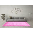 thumbnail image 3 of Ahgly Company Machine Washable Indoor Round Abstract Pink Modern Area Rugs, 8' Round, 3 of 4