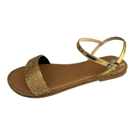 

Dtydtpe Summer Outdoor Round Sandals Flat Strap Women s Toe Shoes Buckle Casual Women s sandals Slide Sandals Women Dressy Wo