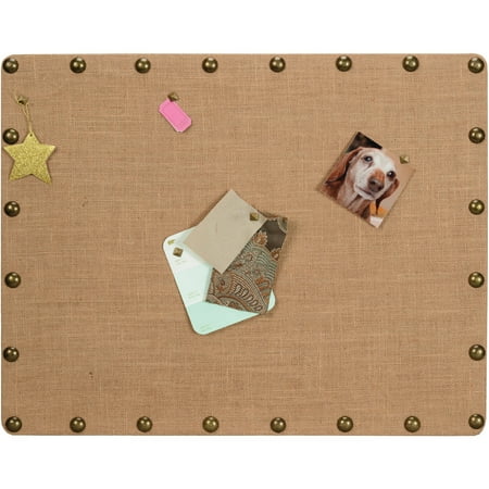 Linon Burlap Nailhead Corkboard, Multiple Sizes