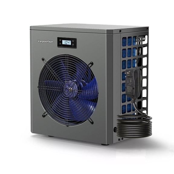Varpoolfaye Plug-In Pool Heater up to 5,000 Gallons Above Ground Pool, Titanium Heat Exchanger Swimming Pool Heat Pump 16,000BTU/hr, 110V/60Hz