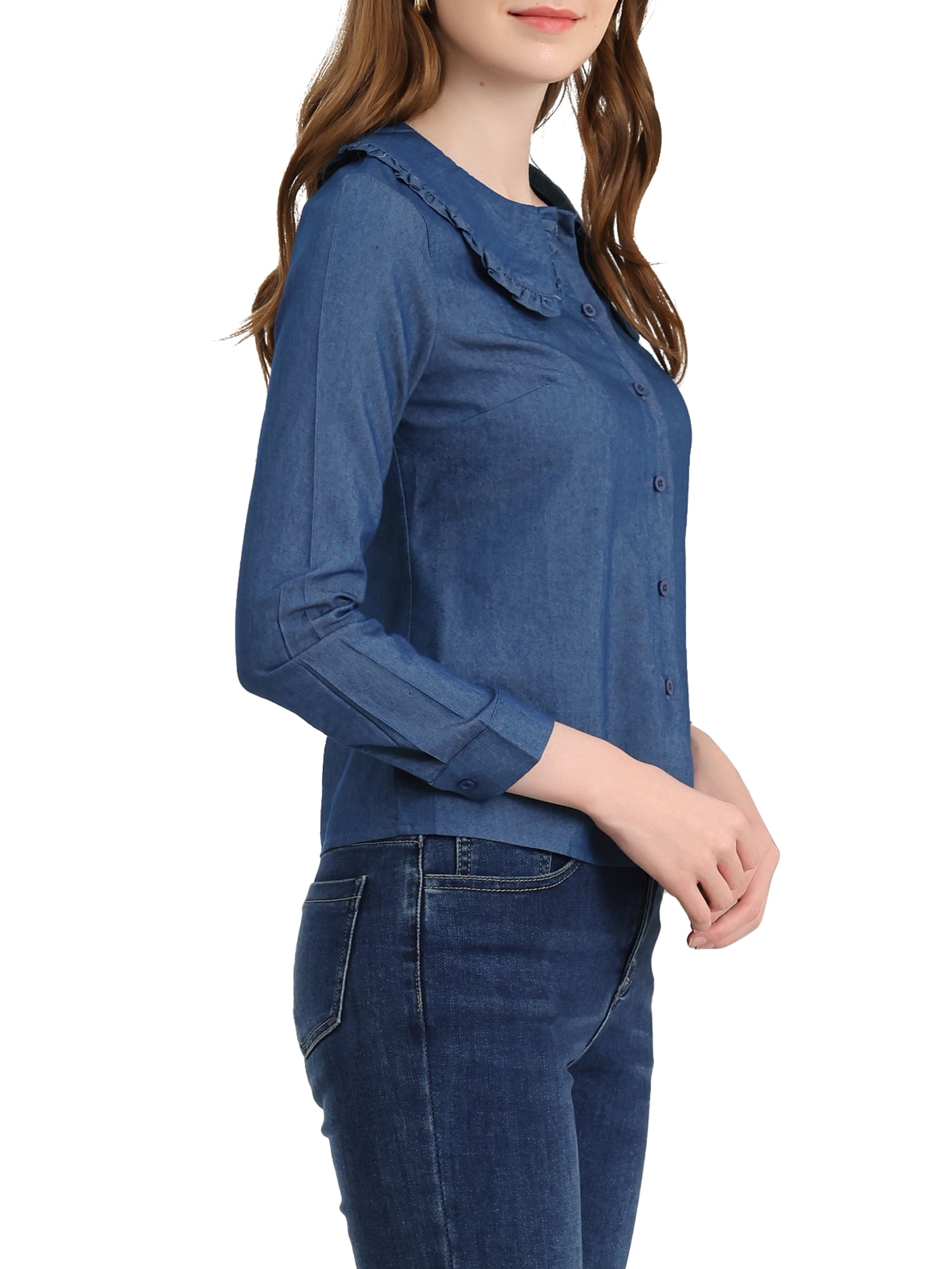 denim shirt peter pan collar