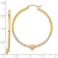 thumbnail image 4 of Gold 14k Two-tone with White Rhodium Diamond Cut Heart Hoop Earrings - 44.17mm, 4 of 6