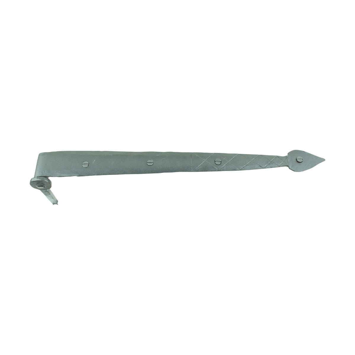 Renovators Supply Black Wrought Iron Lift Off Pintle Strap Hinge 14 in Spear tip Heart Diamond Etch Pintle Strap Gate and Door Hinges w/Hardware