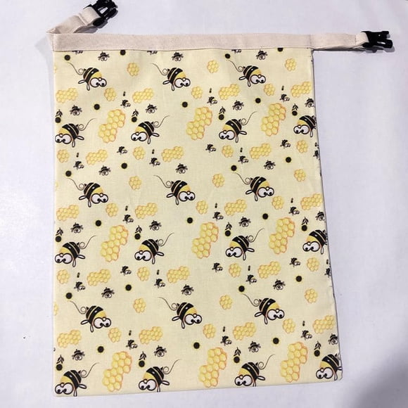 Beeswax lined surface bag, cartoon bee pattern, moisture-proof water lock with zipper, used to keep bread fresh, sealable and reusable bread bag (1 pcs)