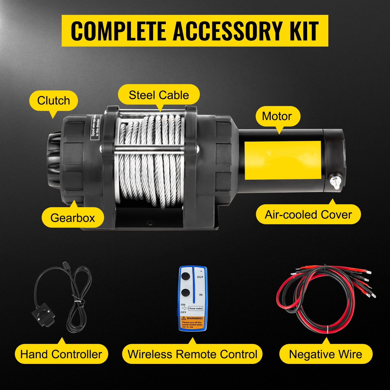 BENTISM Truck Winch Electric Winch 5,000LBS 12V Power Winch 13M Steel Cable for UTV, ATV