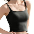 thumbnail image 2 of Munlar Tops for Women Trendy Black Ribbed Crop Camisole Square Neck Spaghetti Straps Sleeveless Solid Color Slim Tee, 2 of 6