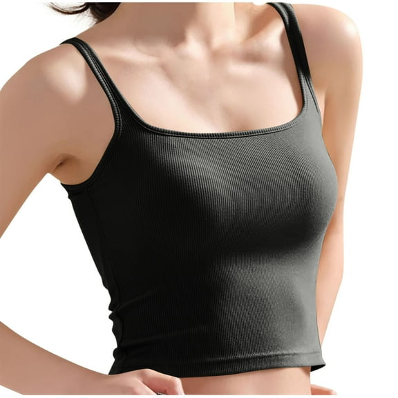 Ashirexll Tank Tops for Women, Summer Tops for Women, Fashion Summer Sleeveless Round Neck Solid Camisole Tank