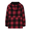 thumbnail image 6 of Jinhomg Quarter Zip Sweatshirt for Women Thermal Comfy Flannel Plaid Print Pullovers Fall Winter Casual Long Sleeve Drawstring Hoodies with Zipper Kangaroo Pocket Red XL, 6 of 10