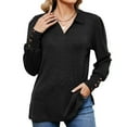 thumbnail image 3 of Button Loose-fitting Sanding T-shirt Top For Women, 3 of 6