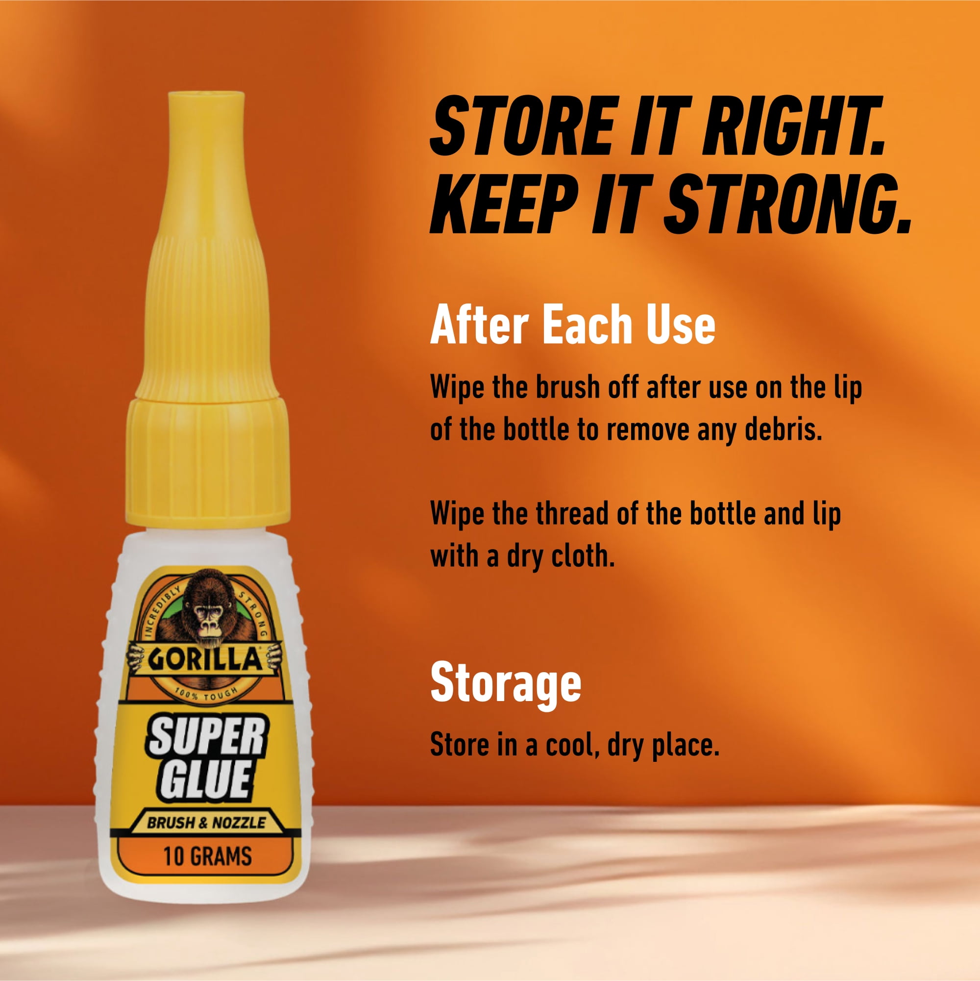 (6 pack) Gorilla Super Glue Brush & Nozzle 10g - Fast Drying Impact Tough Adhesive